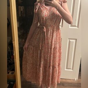 Floral Pink Sleeveless Dress